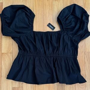 Express Black Puff Sleeve Blouse